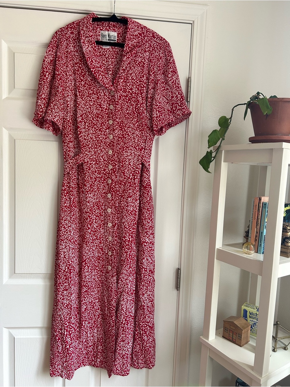 Vintage Sherri Martin red print button down dress size 22w